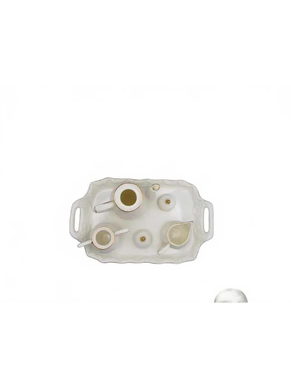 Vintage Formalities by Baum Brothers Miniature Porcelain Tea Set Ivory Gold 10pc